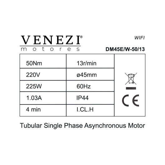 Motor RF/WI-FI Dm45E/W - 50/13 - 220V 