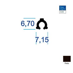 Vareta de Alumínio Romana Preto - 6m - AC227 Vareta de Alumínio Romana Preto - 6m - AC227