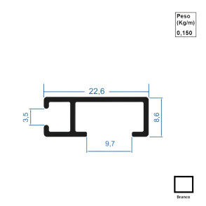 Trilho Hospitalar Branco - 6m - AC1042