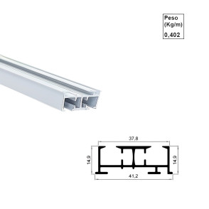 Trilho de Alumínio 2 Vias Grapa e Alavanca Branco - AC470