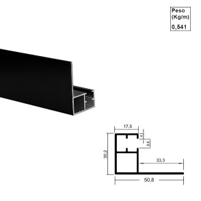 Trilho Persiana de Teto Preto - Ac396 - 6,00m