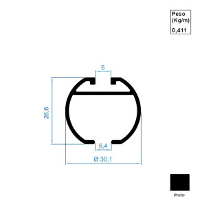 AC393-Tubo 28mm - Preto - 6m AC393-Tubo 28mm - Preto - 6m