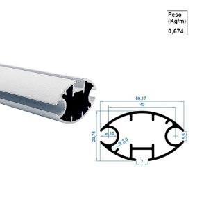 Barra Frontal Oval - Branco - AC507 - 6,00m  Barra Frontal Oval - Branco - AC507 - 6,00m