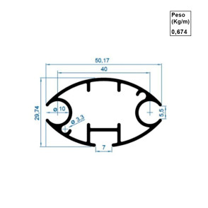 Barra Frontal Oval - Branco - AC507 - 6,00m  Barra Frontal Oval - Branco - AC507 - 6,00m