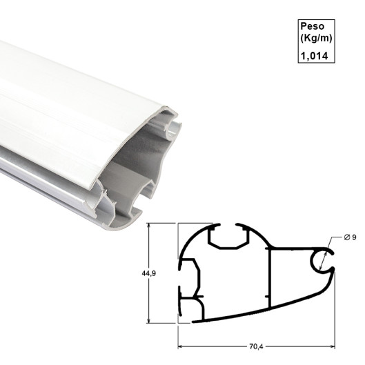Barra Frontal 270 Toldo - Branco - AC294 - 6,00m Barra Frontal 270 Toldo - Branco - AC294 - 6,00m