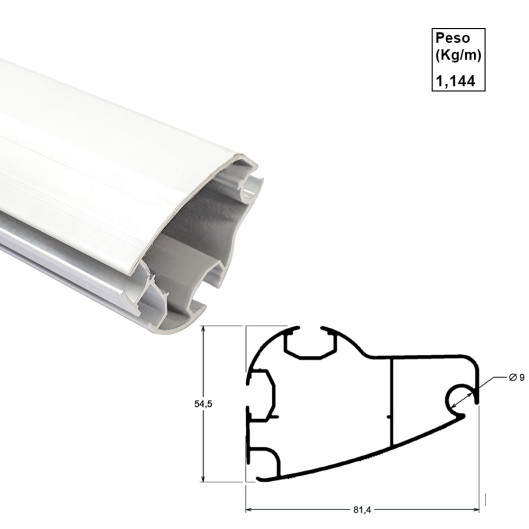 Barra Frontal 280 Toldo - Branco - AC292 - 6,00m Barra Frontal 280 Toldo - Branco - AC292 - 6,00m