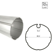 Tubo de Aluminio 80mm c/ 6m p/ Toldo - D80 Ac017 Tubo de Aluminio 80mm c/ 6m p/ Toldo - D80 Ac017