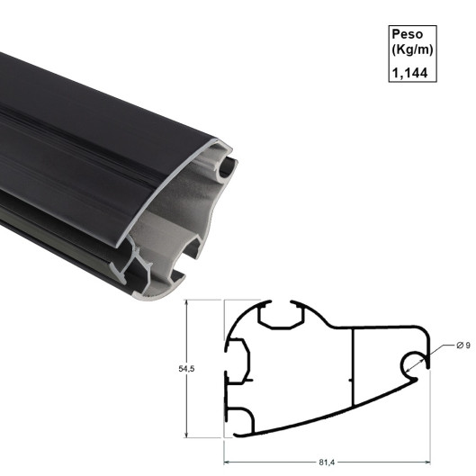 Barra Frontal 280 Toldo - Preto - AC292 - 6,00m