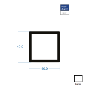 Barra Quadrada Em Alumínio 40x40x3mm - Branco - 6,00m Barra Quadrada Em Alumínio 40x40x3mm - Branco - 6,00m