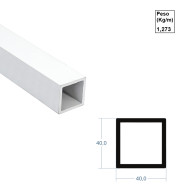 Barra Quadrada Em Alumínio 40x40x3mm - Branco - 6,00m Barra Quadrada Em Alumínio 40x40x3mm - Branco - 6,00m