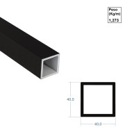 Barra Quadrada Em Alumínio 40x40x3mm - Preto - 6,00m Barra Quadrada Em Alumínio 40x40x3mm - Preto - 6,00m