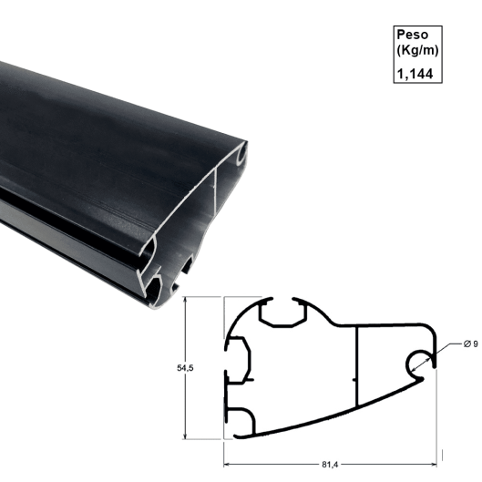 Barra Frontal 280 Toldo - Preto - AC292 - 6,00m